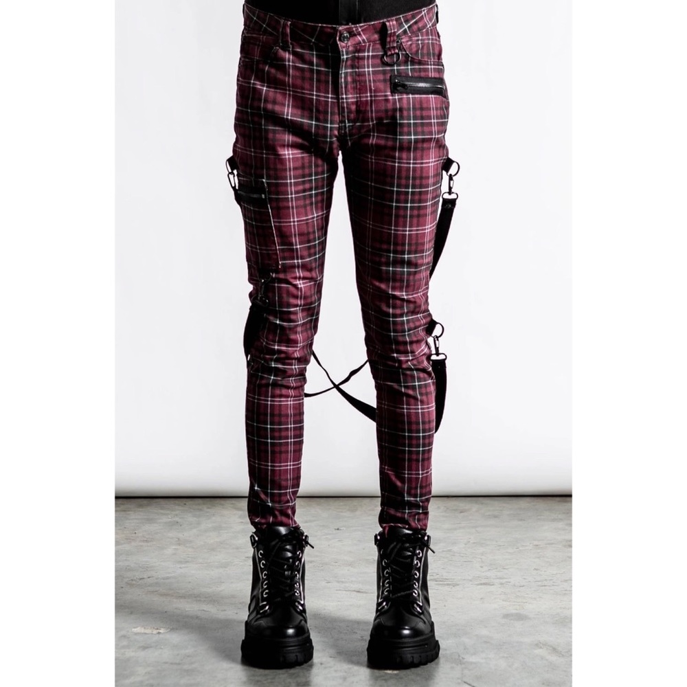 NWT Killstar Sonic Doom Jeans (Blood Tartan) size XL - Picture 2 of 10